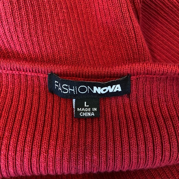 Fashion Nova Mockneck Ribbed Bodycon Midi Long Sleeve Festive Sweater Dresss - Picture 5 of 5